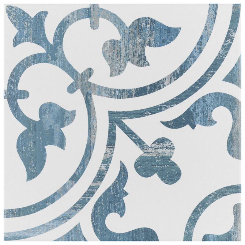 Merola Tile Cassis Arte Blue 9-3/4" x 9-3/4" Porcelain Floor and Wall Tile