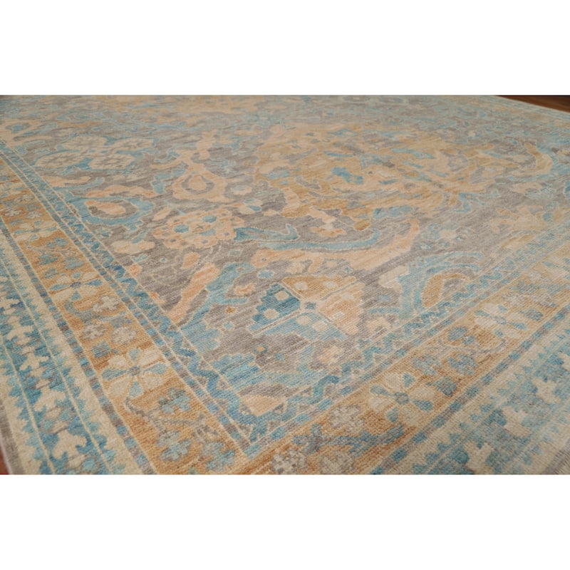 Hand Knotted Oriental 100% Wool Carpet Transitional Floral Greys & Charcoal Oushak Area Rug - 10' 0'' X 8' 0''