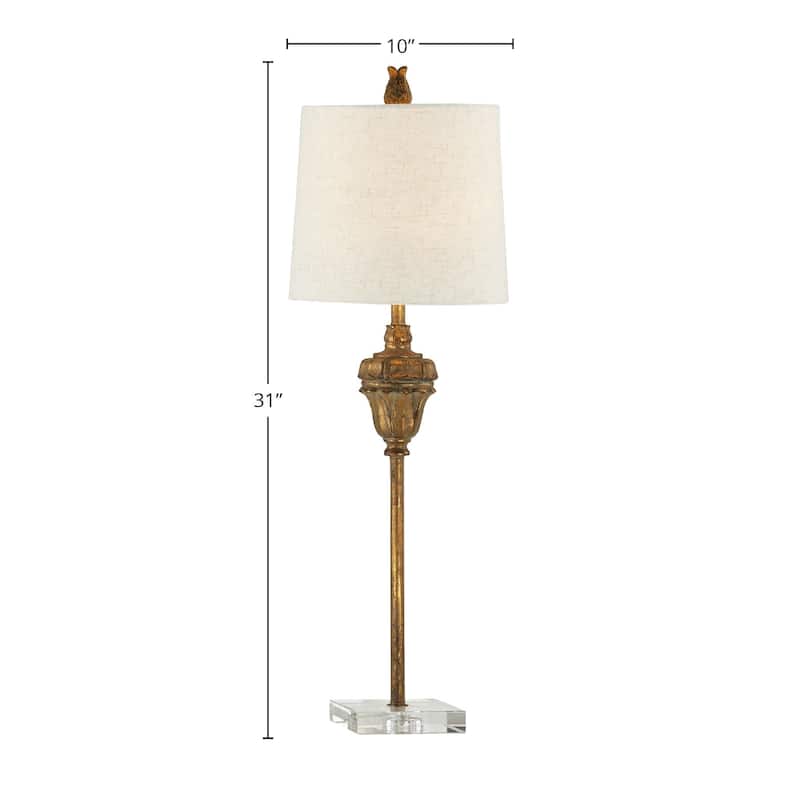 Stephanie 31" Buffet Lamps with Linen Shade, Antique Gold (Set of 2)