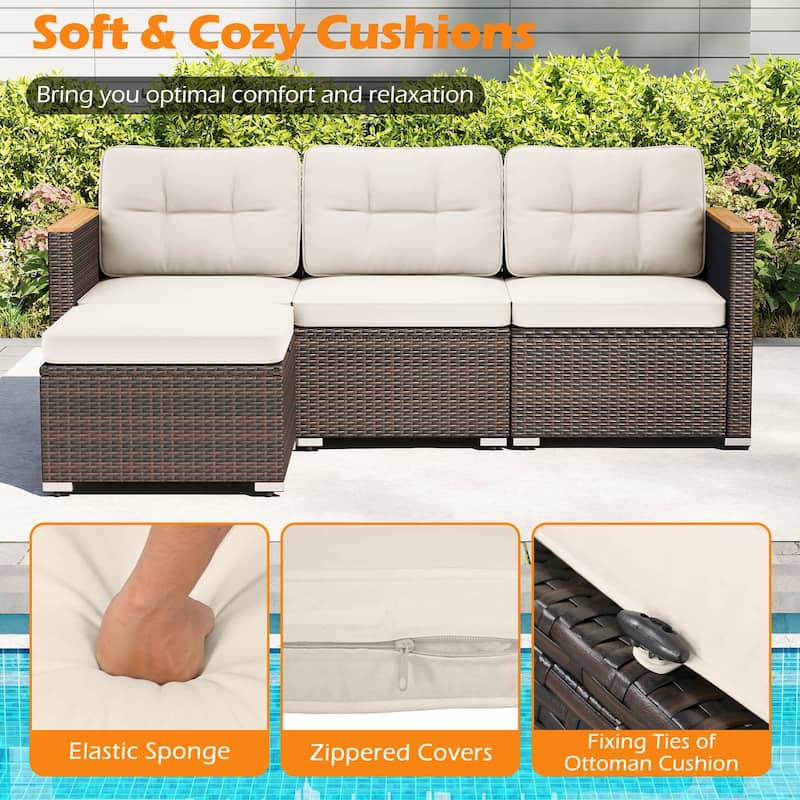 Costway 5 Piece Wicker Conversation Set Patio Rattan Chair & Coffee - See Details