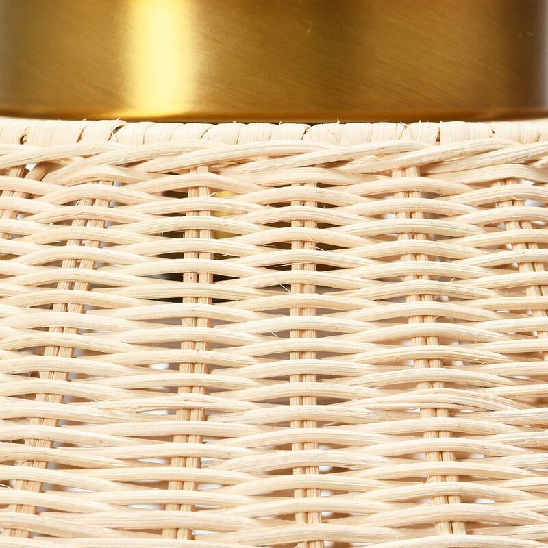 Rattan Shade Ceiling Lamp - 13.8"L x 13.8"W x 8.9"H