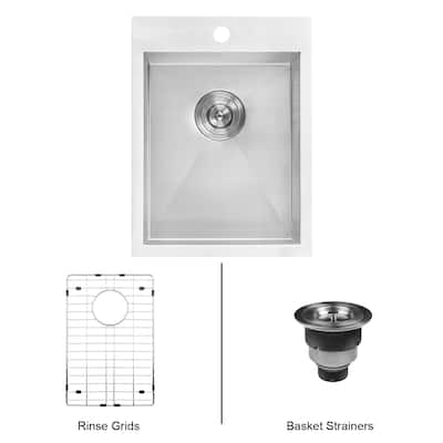 Ruvati 15 x 20 inch Drop-in Topmount Bar Prep Sink 16 Gauge Stainless Steel Single Bowl - RVH8110 - 13″ x 16″