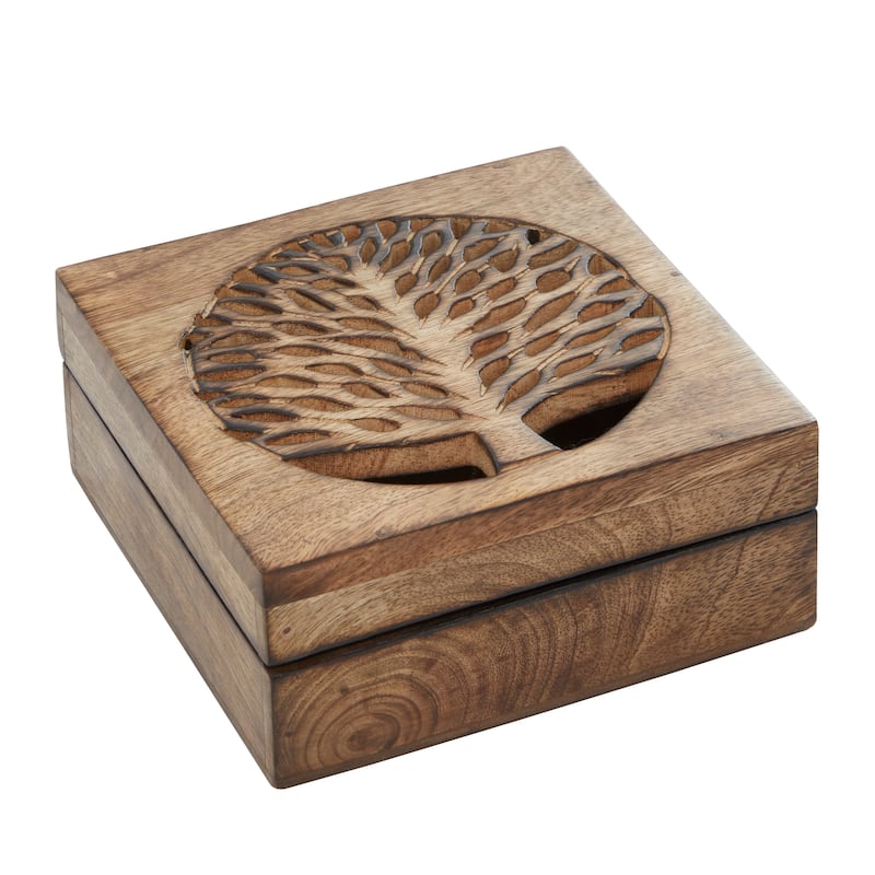 Wood Handmade Box with Hinged Lid (Set of 3)