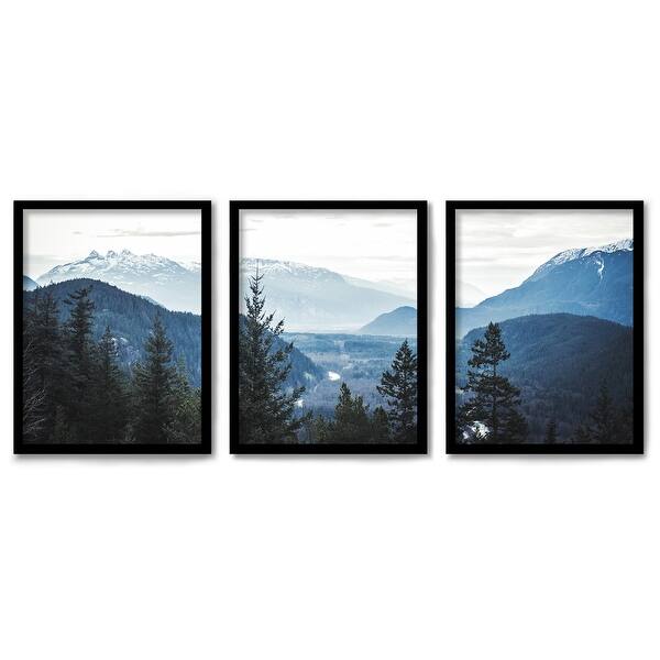 slide 2 of 7, (Set of 3) Triptych Wall Art Wall Art Morning Mountain Views by Tanya Shumkina Framed Prints - Variety of Sizes and Colors Black - 12" x 16"