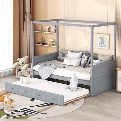 Canopy Day Bed with twin size Trundle