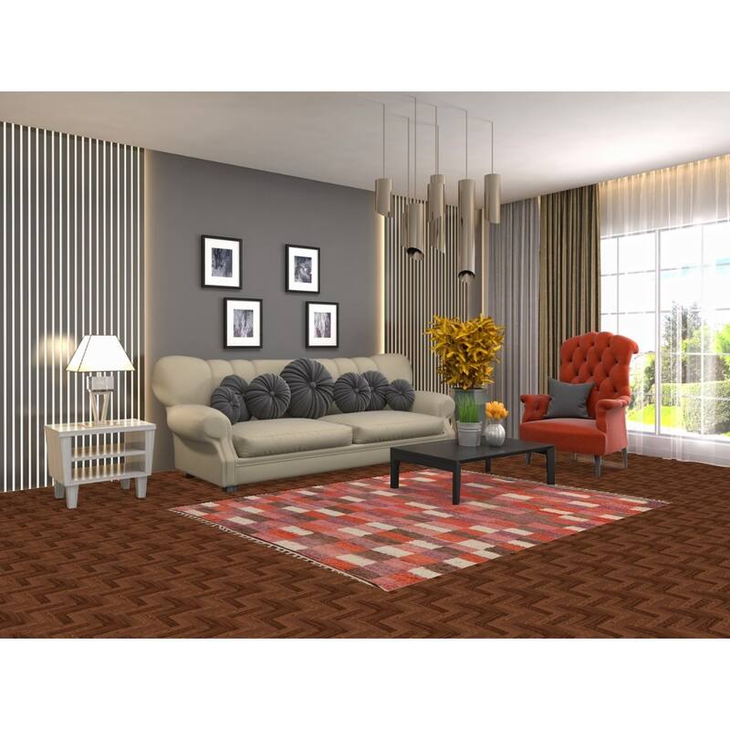 All-Over Checkered Moroccan Oriental Area Rug Handmade Wool Carpet - 5'1" x 6'6"