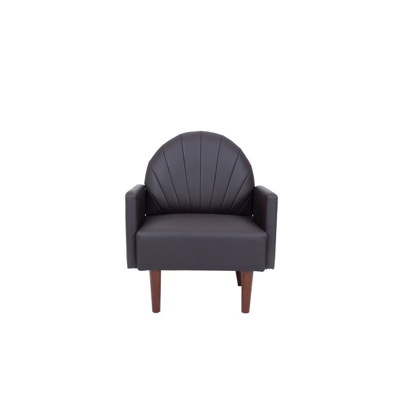 Contemporary Shell-shaped Amchair with Upholstery and Wooden Legs, Suitable for Living Rooms