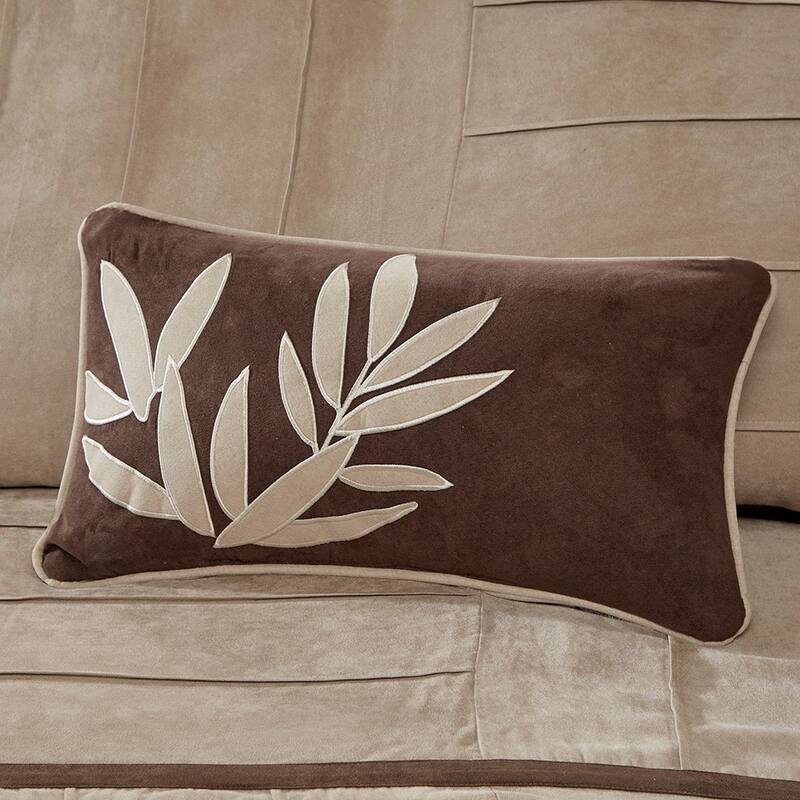 7 Piece Faux Suede Comforter Set Beige Cal King