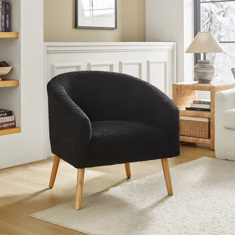 Sheila Modern 31"W Boucle Armchair with Solid Wood Legs by HULALA HOME
