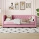 preview thumbnail 20 of 25, Twin Size Tufted Upholstered Daybed with Trundle, Velvet Sofabed with Rivet Design, No Box-spring Needed