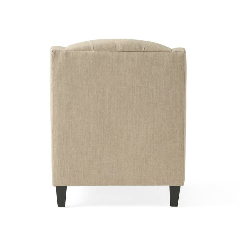 Beige 29.6" Button Tufted Arm Chair with Ottoman