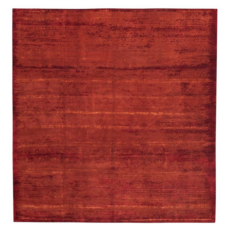 ECARPETGALLERY Hand-knotted Opulence Red Silk, Wool Rug - 11'11 x 11'11