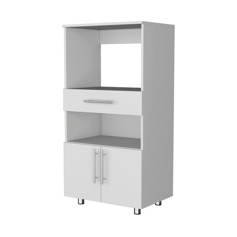 Corsica Pantry Cabinet Microwave Stand, Multi-Function with Drawer - White