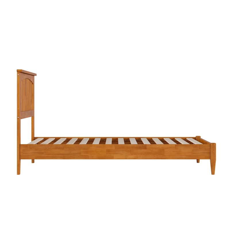 Twin Wood Platform Bed - Low Profile Solid Wood Bed Frame - Light Toffee Finish