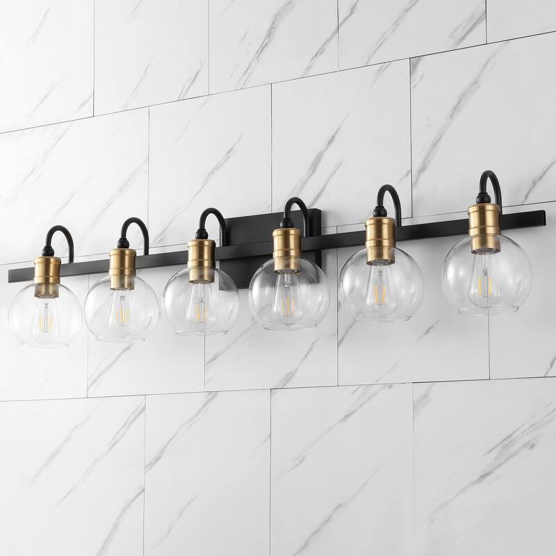 Kurtz Iron/Glass Rustic Vintage LED Vanity Light, by JONATHAN Y