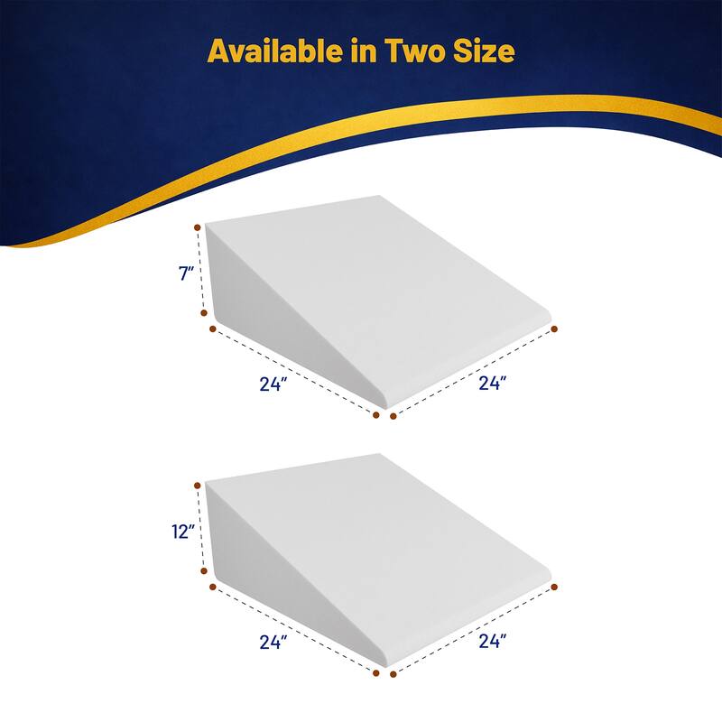 Bed Wedge Pillow - Foam Incline Cushion System for Legs and Back Support Pillow - Acid Reflux, Heartburn, Reading, White