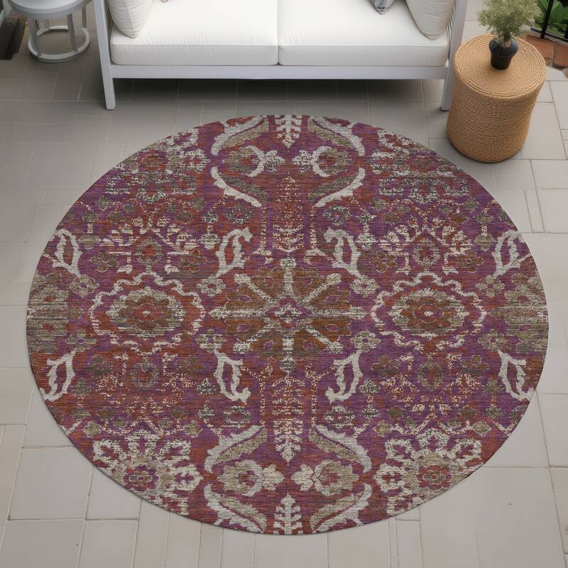 Machine Washable Indoor/ Outdoor Global Firestone Chantille Rug - Eggplant - 8' x 8'
