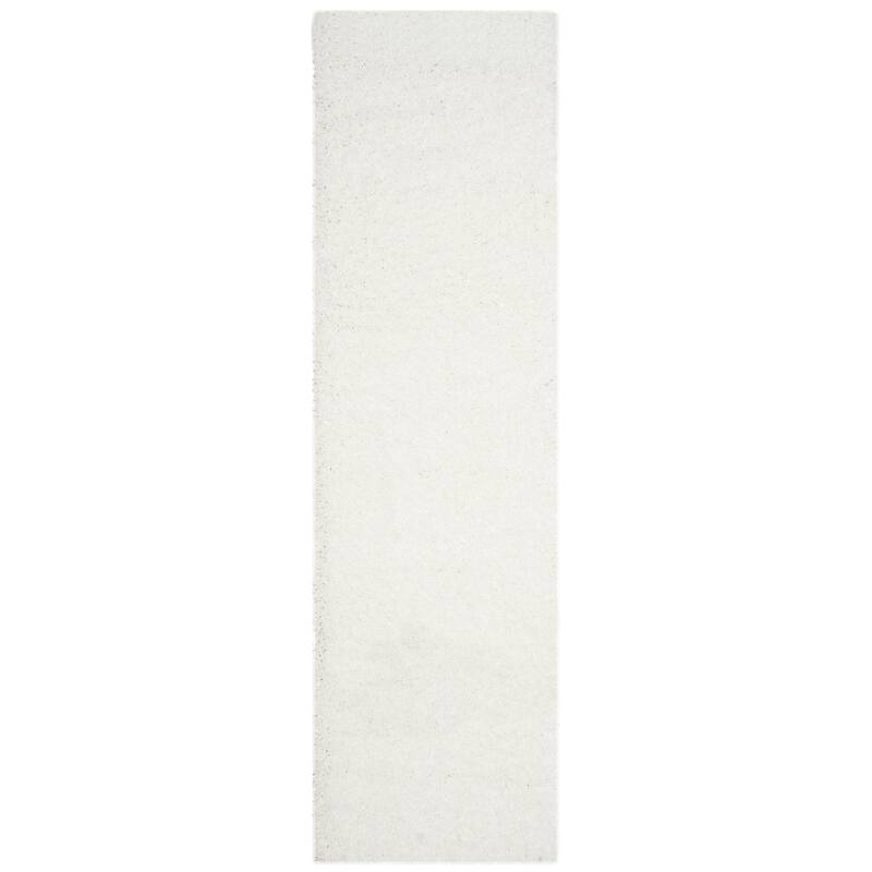 SAFAVIEH Laguna Shag Verdiana Solid Color 2-inch Thick Rug. - 2'3" x 8' Runner - White - Runner
