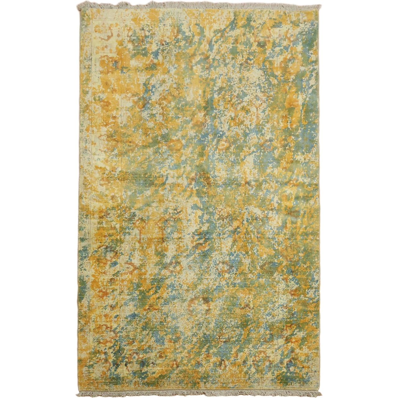 Small Multicolour Rug Hand Knotted 100% Wool Modern Contemporary Multi-Colored Abstract Area ...