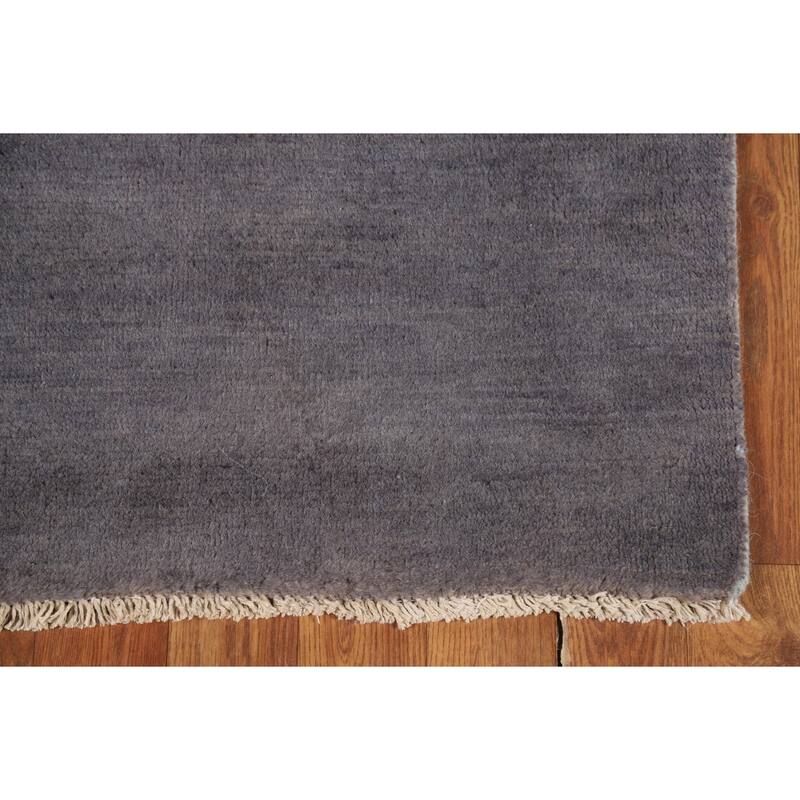 Gray Blue Gabbeh Modern Runner Rug Handmade Wool Carpet - 2'7" x 9'8"