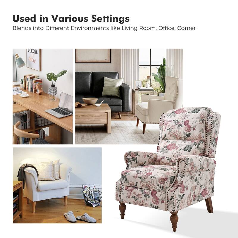 Terri Classic Cutaway Arms with Nailheads Manual Recliner for Living Room by HULALA HOME