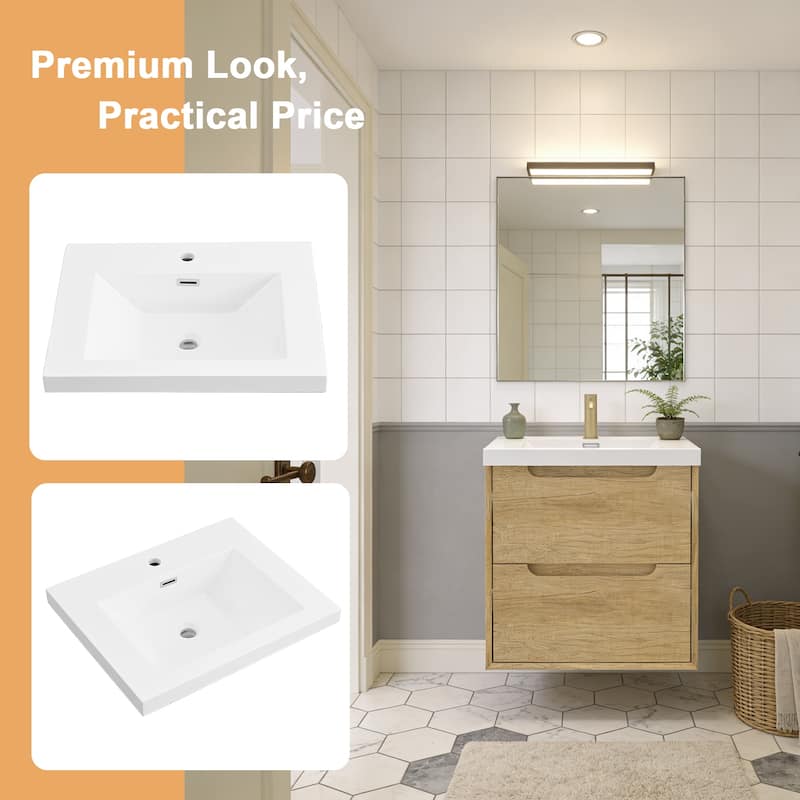 Prismis 24" 30" Wall-Mount Premium Bathroom Vanity with Integrated Sink