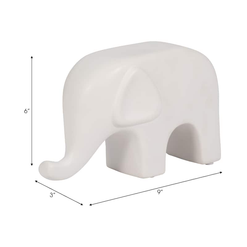 Sagebrook Home Stoneware Ceramic Elephant Figurine - Modern Minimalist Decorative Sculpture for Home and Office Decor