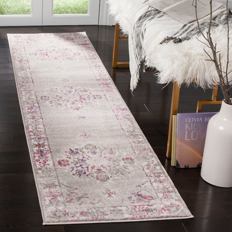 SAFAVIEH Skyler Loma Modern Rug - 2' x 6' Runner - Grey/Pink