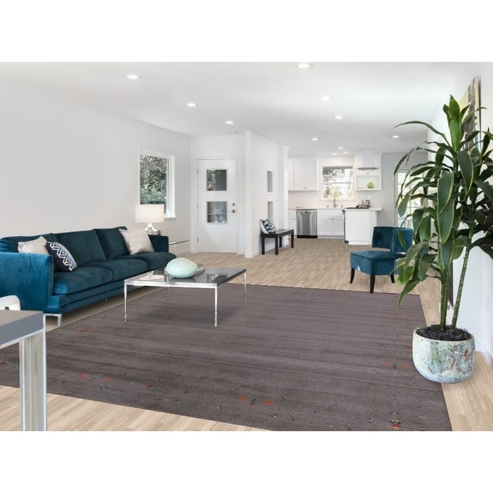 Hand Knotted Oriental 100% Wool Carpet Tribal Tribal Greys & Charcoal Gabbeh Area Rug - 10' 1'' X 8' 7''