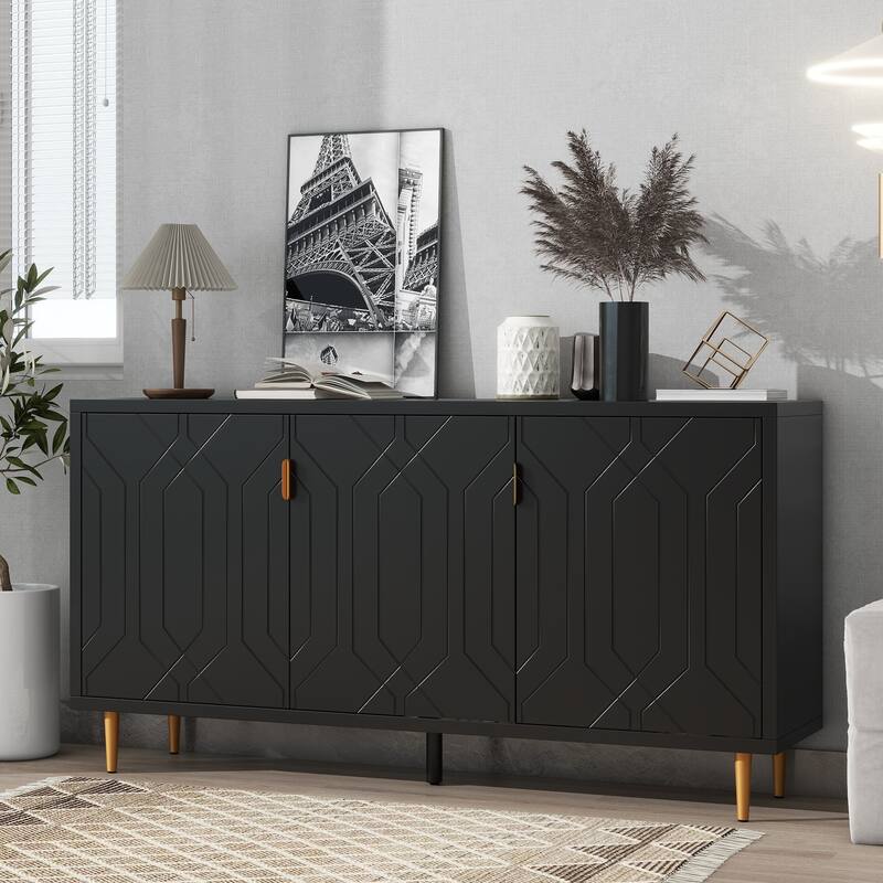 Black TV Cabinet Storage Cabinet Sideboard Gaming Consoles Cabinet Simple Entrance Cabinet Accent Cabinet