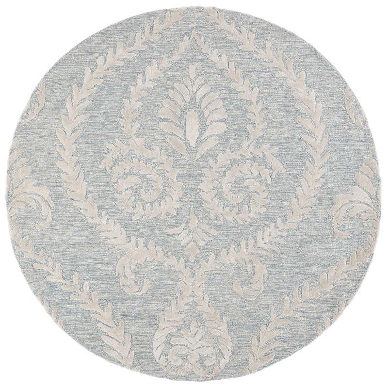 SAFAVIEH Handmade Glamour Bejushe Wool Rug - 6' Round - Blue/Ivory