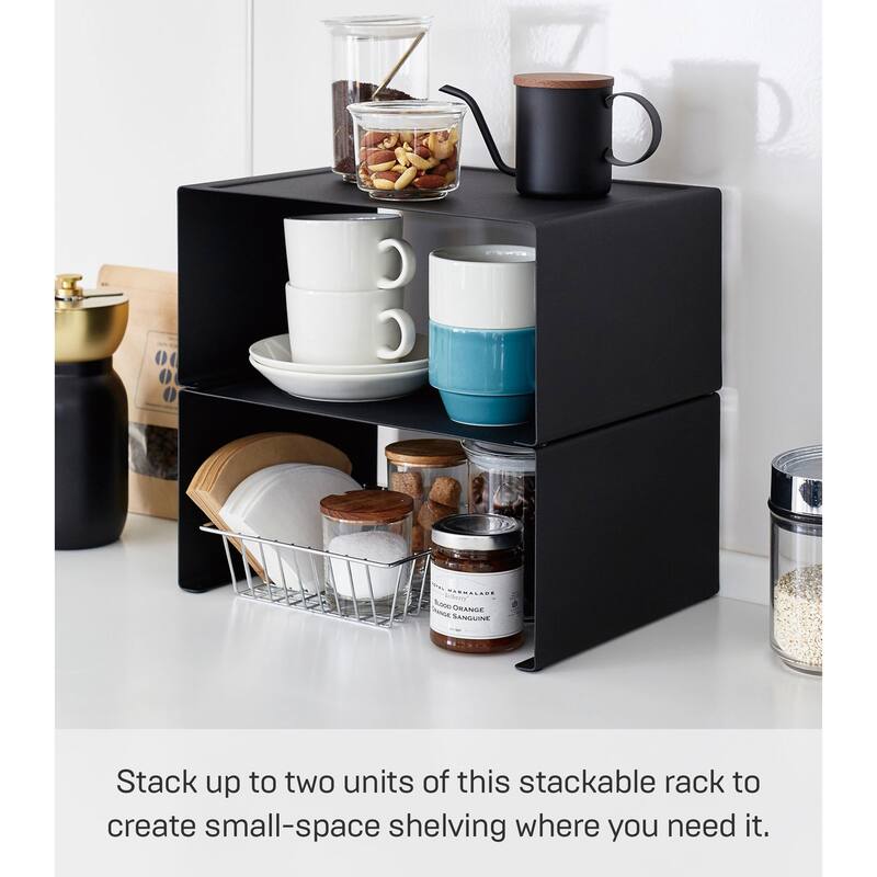 Yamazaki Home Stackable Countertop Shelf - Two Sizes, Steel, Large, Stack up to two, Holds 11 lbs