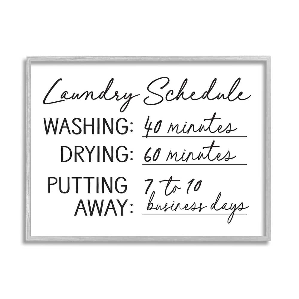 Stupell Laundry Schedule Witty Text Casual Home Sign Framed Wall Art, Design by Lettered and Lined - White