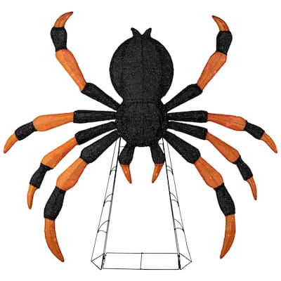 Lighted Spider Halloween Decoration - 4.5' - Black and Orange - Purple LED Lights