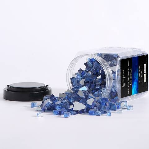 10 lbs. 1/2-in Midnight Blue Reflective Tempered Fire Glass for Gas Fire Pit - 1/2"