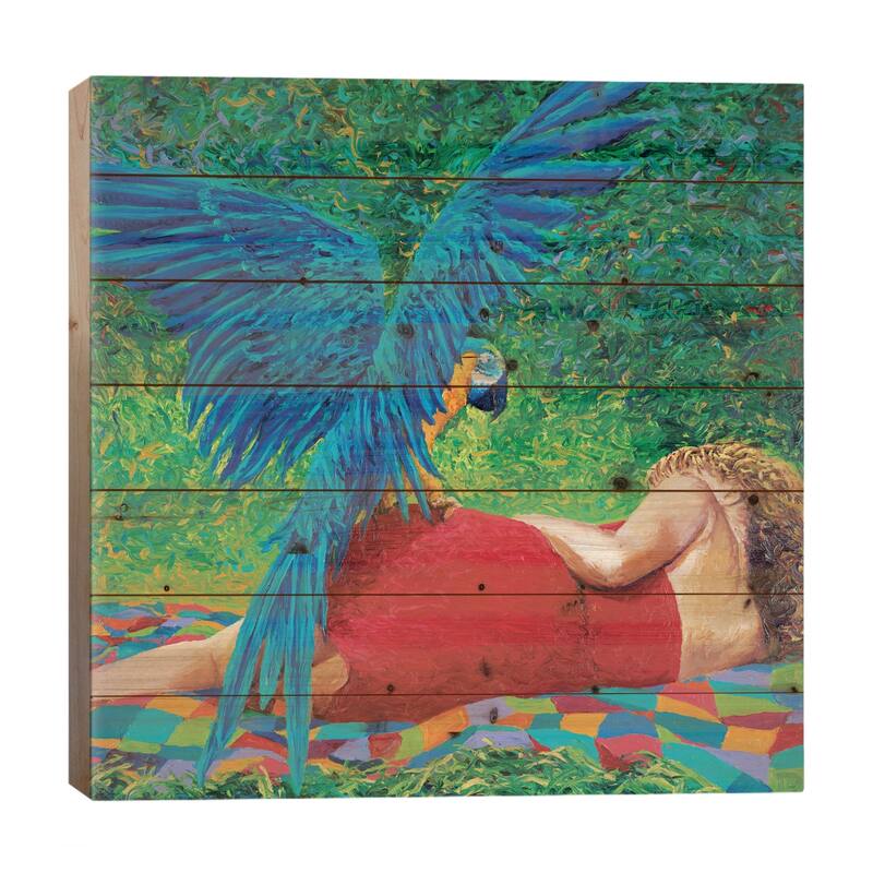 Paradise Print On Wood by Iris Scott - Multi-Color - 26x26x1.5
