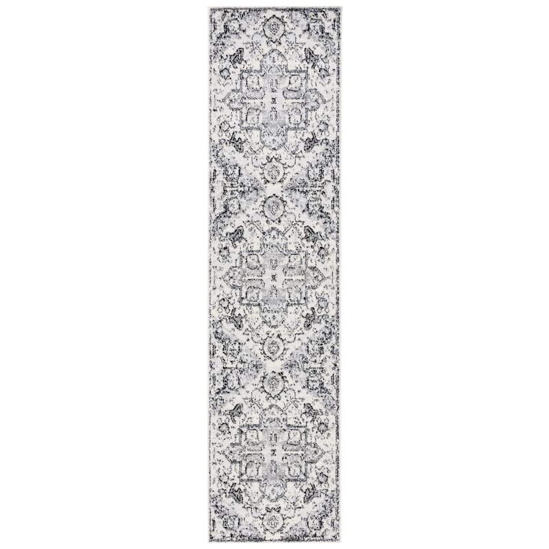 SAFAVIEH Tulum Gusti Boho Rug - 2' x 8' Runner - Ivory Grey/Light Grey
