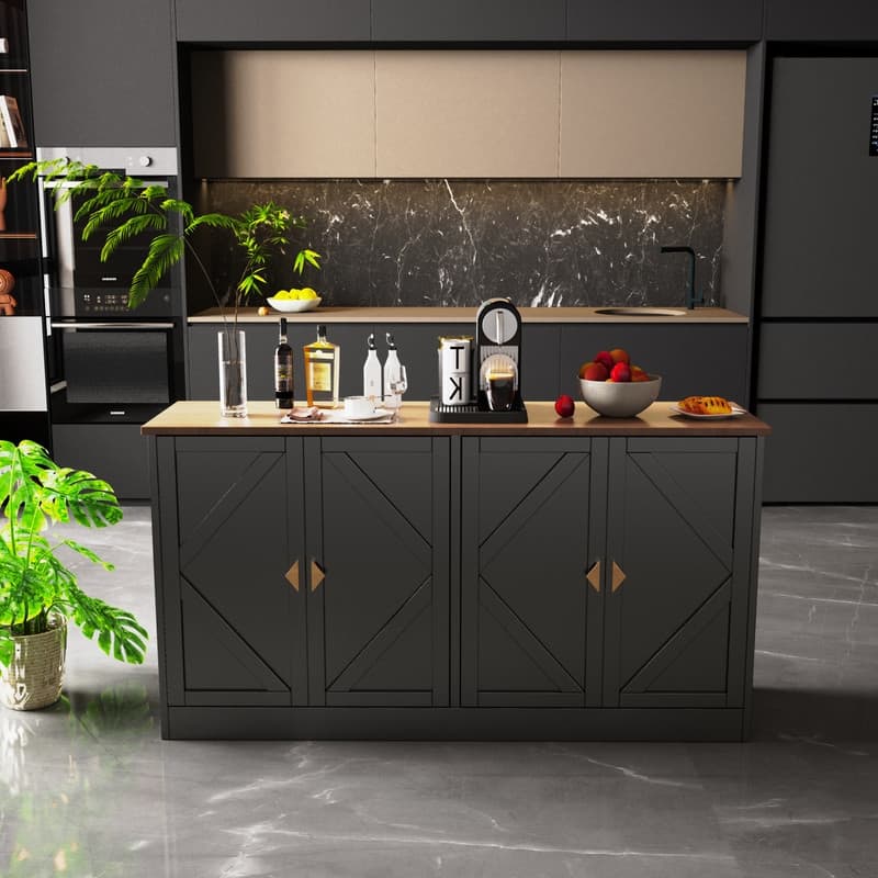 Modern 59" Sideboard, Rectangular Buffet Table with Adjustable Shelves