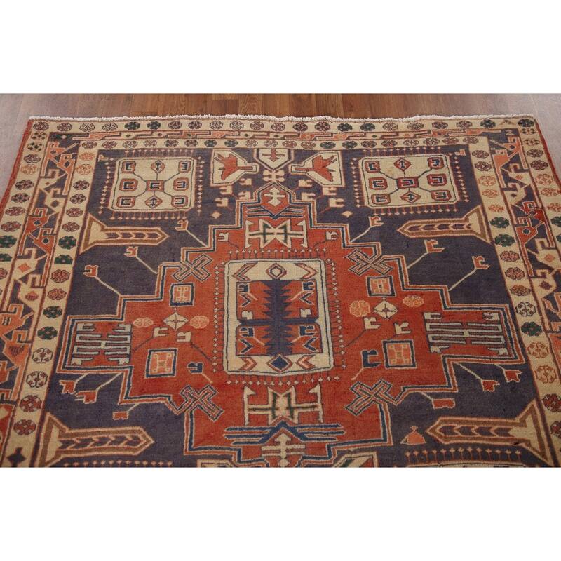Vegetable Dye Meshkin Persian Vintage Area Rug Handmade Wool Carpet - 5'1"x 9'2"