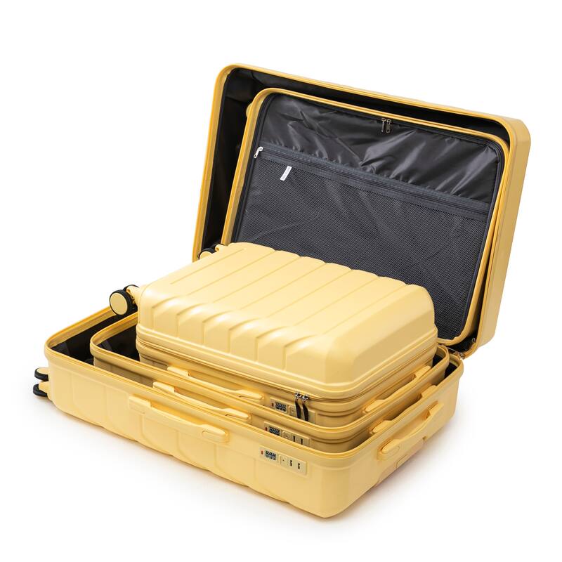 3 Piece (20/24/28 inch) PC Hardside Carry On Luggage Sets with Spinner Wheel and Retractable Handle, for Home Travel Luggage