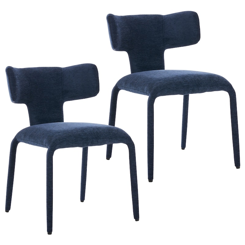 Modern Dining Chairs Set of 2, 18.9"Wx18.5"D Contemporary Fabric Side Chairs - Navy Blue