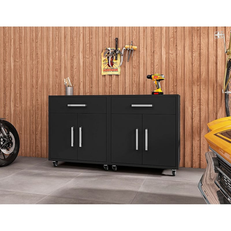Manhattan Comfort Eiffel Mobile Garage Cabinet (Set of 2)