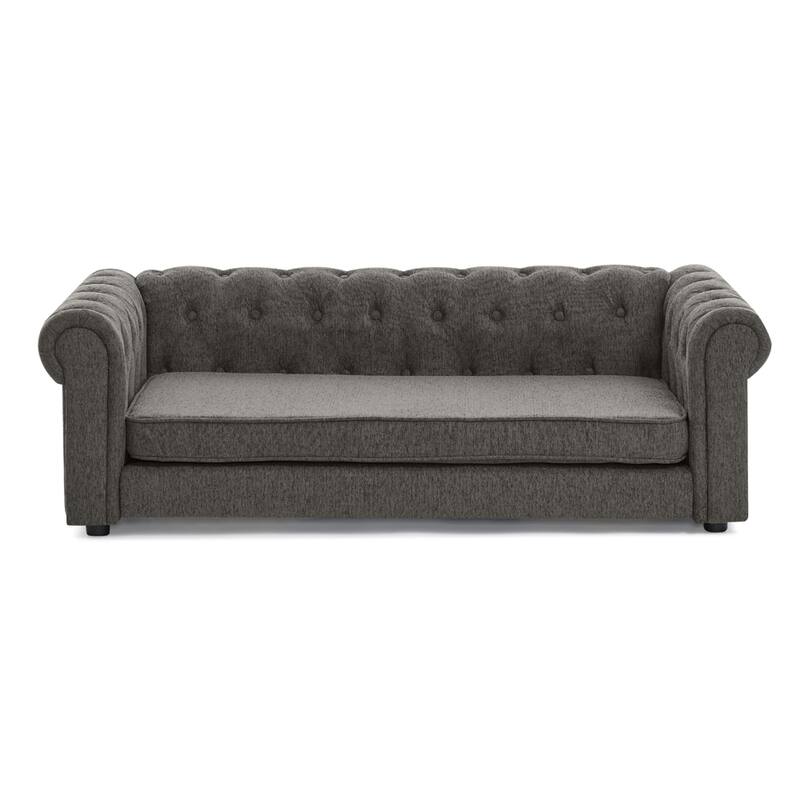 Roomfitters Upholstered Pet Sofa Chesterfield Style Elevated Dog Bed Couch with Rolled Arms & Button Tufted Cushion Seat