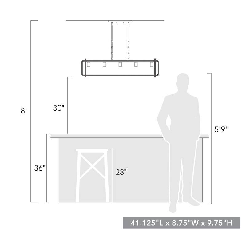 Golden Lighting 6085-LP WR Camden 5 Light 42" Wide Linear Pendant