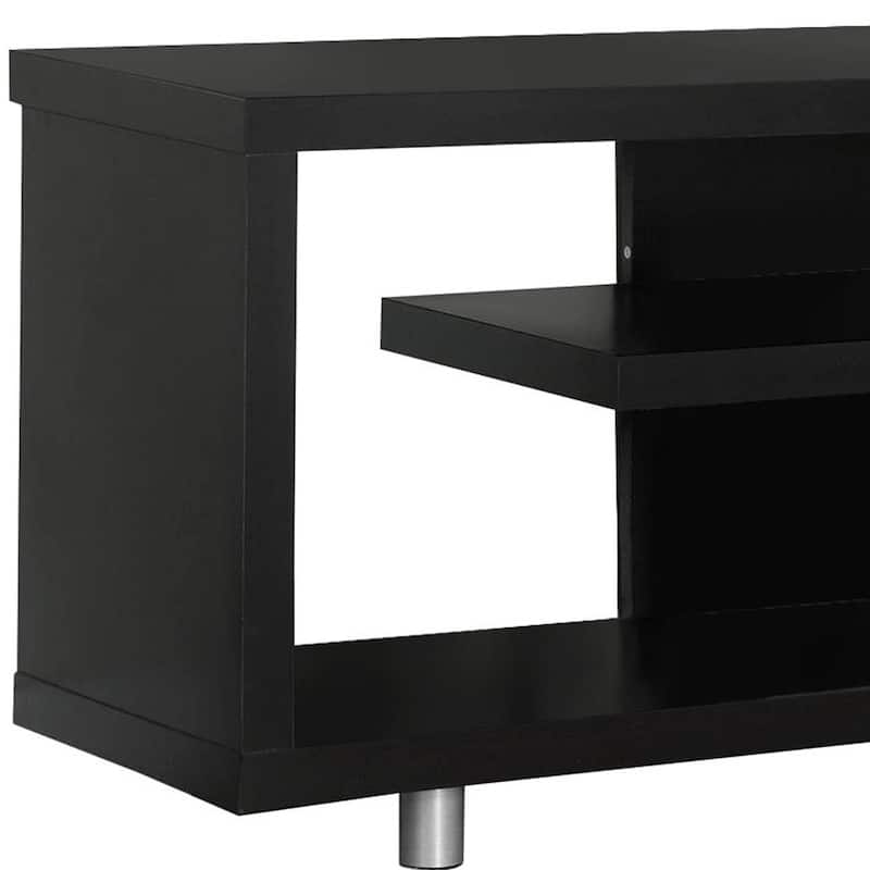 60 Inch Dark Brown Wooden TV Stand Cabinet with Hidden Storage Space Suitable for Living Room Bedroom Or Office