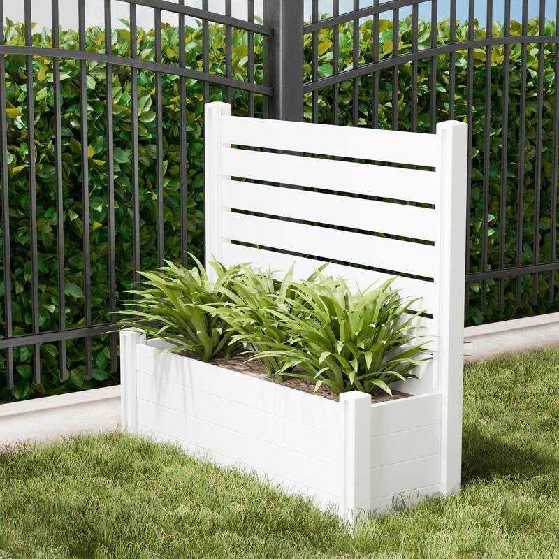 Outdoor PVC Privacy Raised Garden Bed Panels Planter Box With Ground Stakes - Option 9