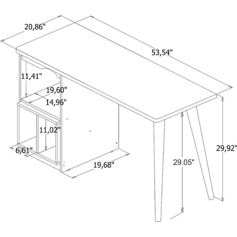 Hampton 53.54 3 Cubby/ Wood Leg Home Office Desk