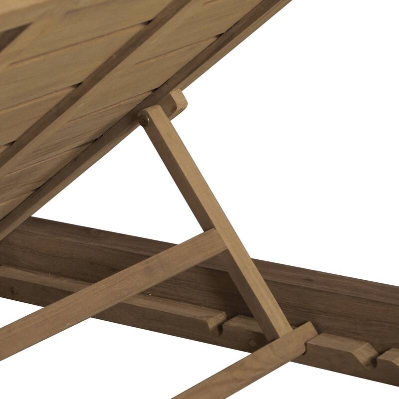 NADAAL STUDIOS Sorelle Outdoor Lounge Chair, Adjustable Backrest, Solid Teak Frame, Brown Olefin Fabric