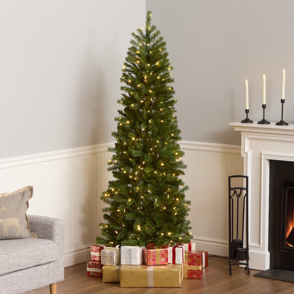 National Tree Company 6.5 ft. Downswept Douglas Slim Tree with Dual Color LED Lights - 6.5 Foot