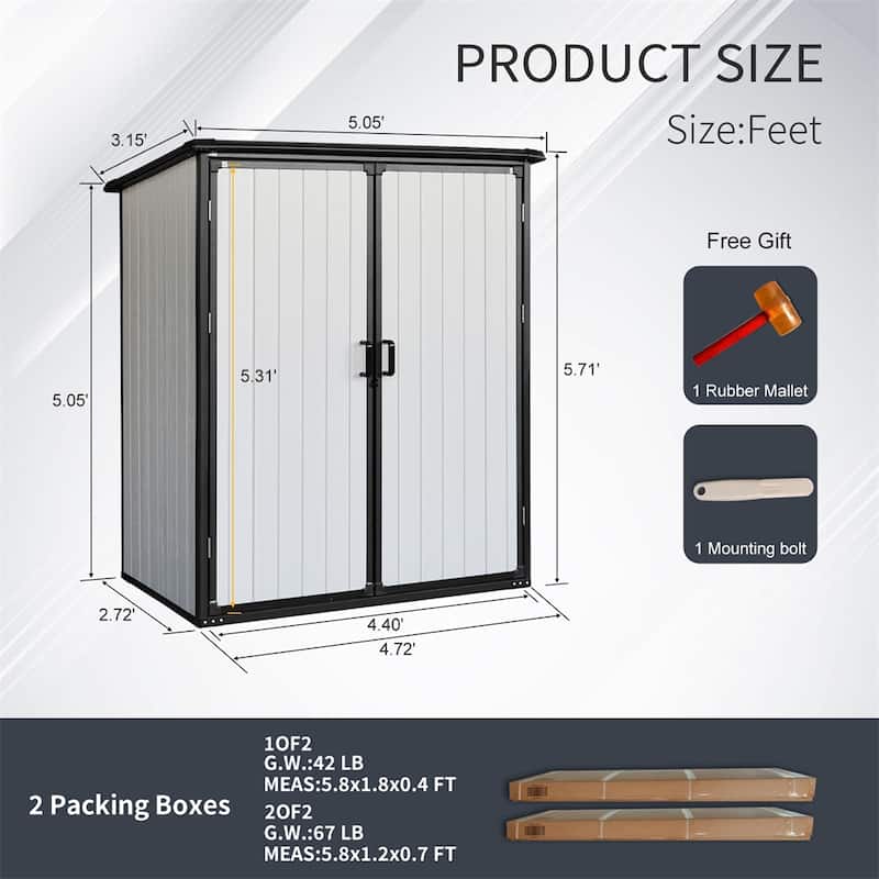 Outdoor Waterproof Plastic Storage Shed with Lockable Doors